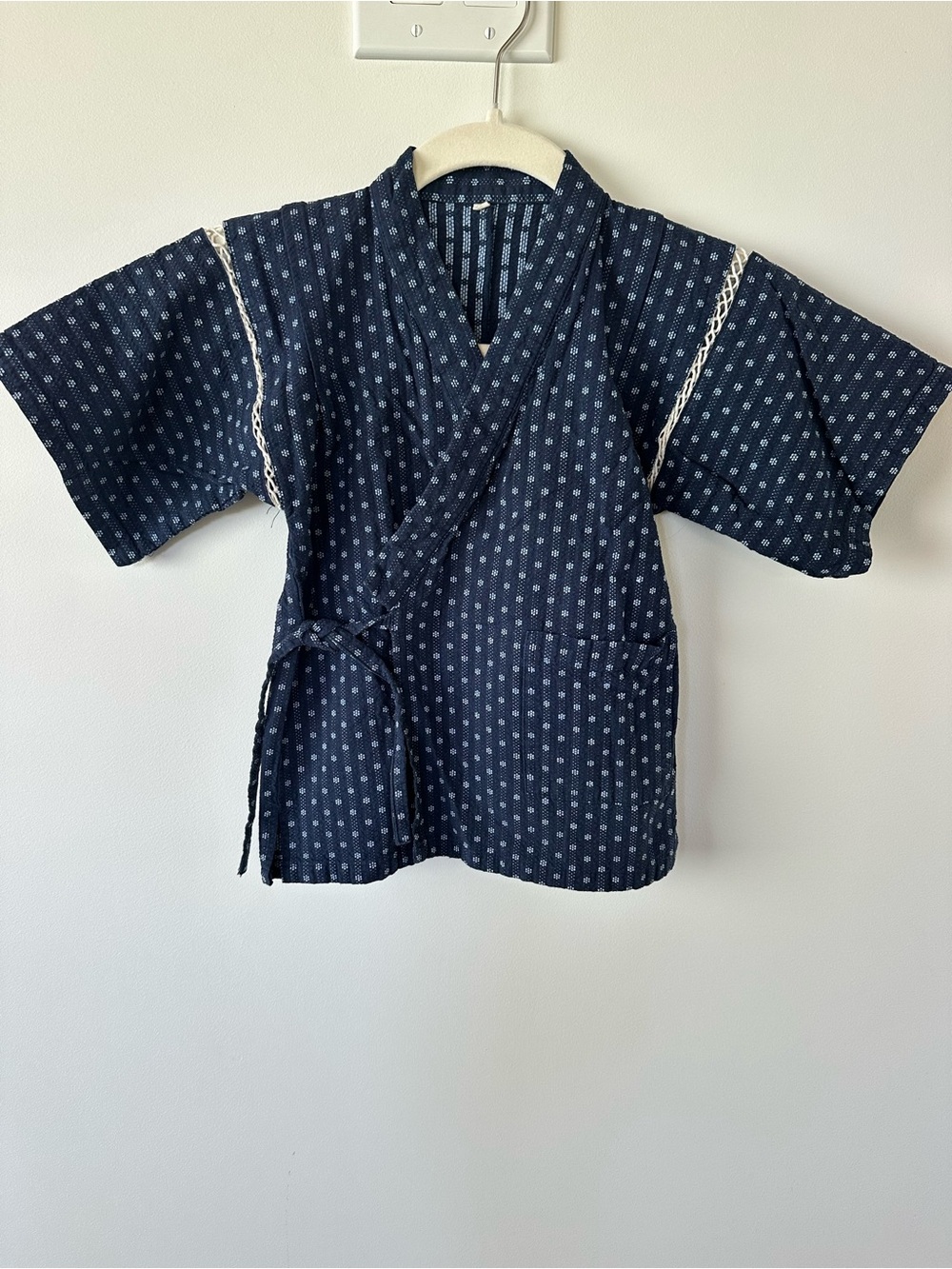 Kids Navy Dot Wrap Top